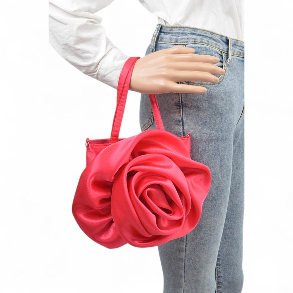 BNWT Brand New Flower Satin Top Handle Swing Bag Crossbody Clutch Bag